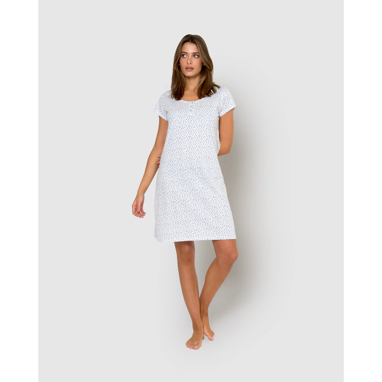 Vestido corto de algodón lilo índigo