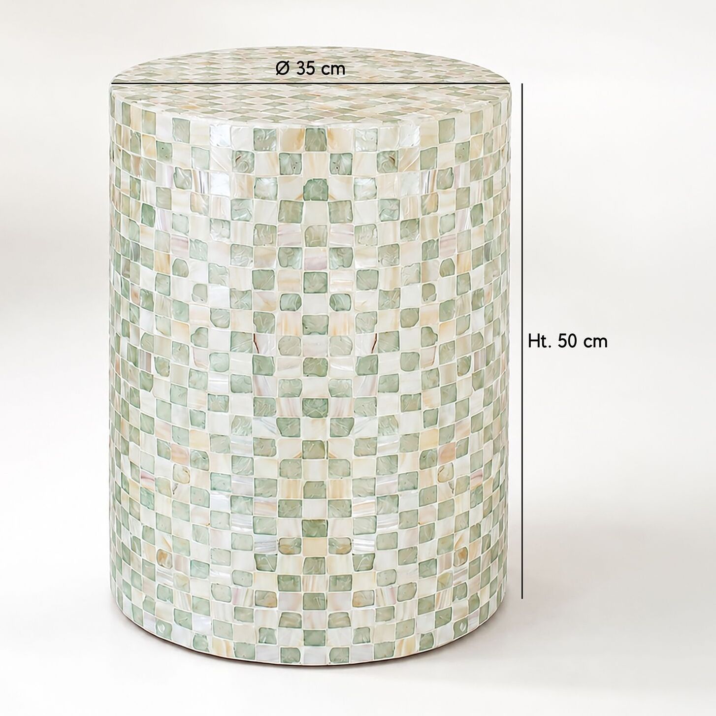 Table d'appoint en coquille de capiz verte ZINA