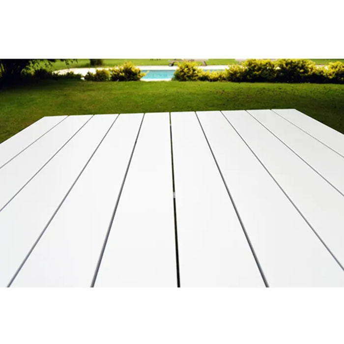 Table de jardin aluminium blanc 220 cm x 103 cm x 76 cm