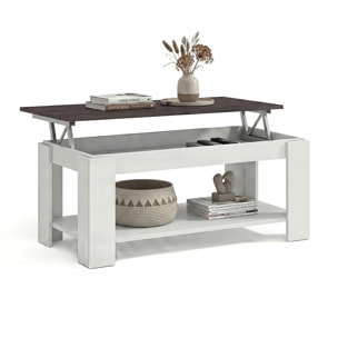 Mesa de centro elevable con almacenaje en blanco mate y óxido 102x43-54 cm Lya Blanco Artik (Blanco Mate) - Óxido
