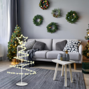 árbol navideño decorativo de metal blanco con estrella con 46 luces led y temporizador 24x10x53cm