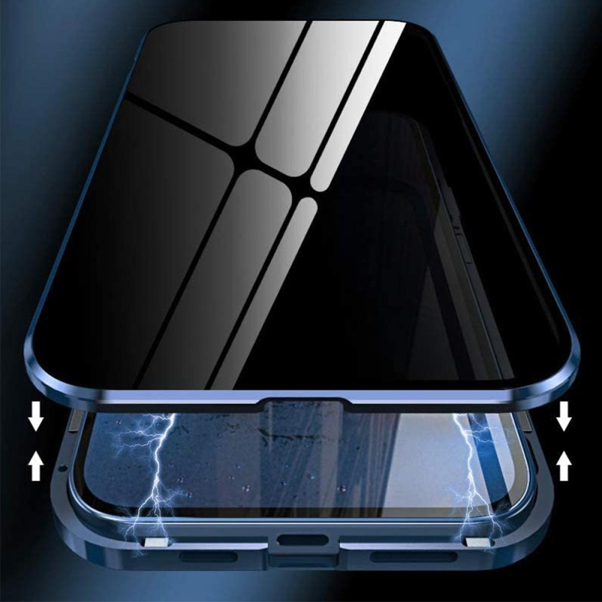 Coque iPhone 12 Pro Max 360 intégrale aimanté Bleu pacifique et transparente