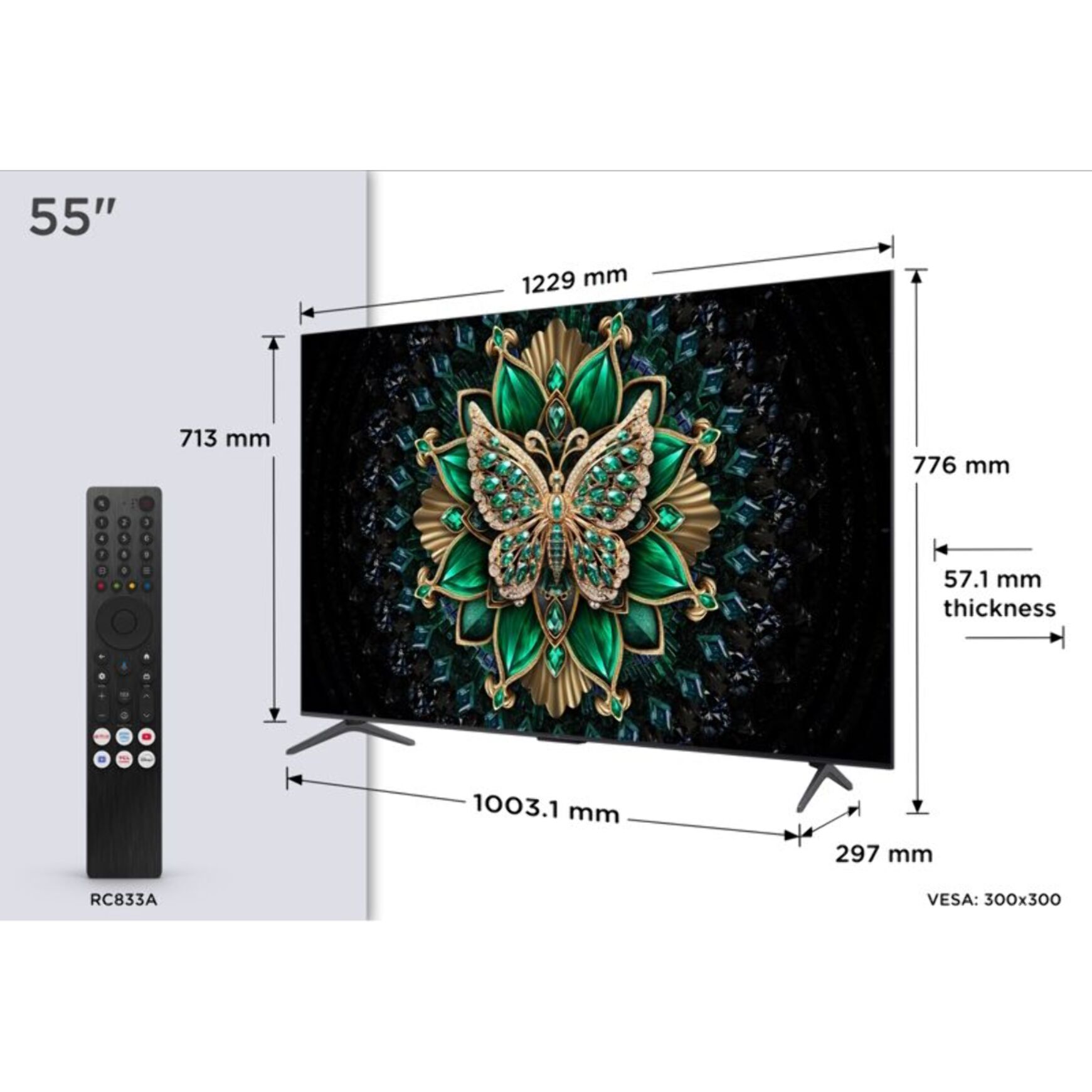 TV Mini Led TCL 55C69K 2025-55 pouces (139cm)