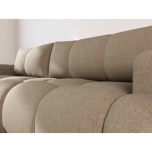 Yulin - Canapé d'angle gauche 4 places convertible avec coffre en tissu bouclette - Marron