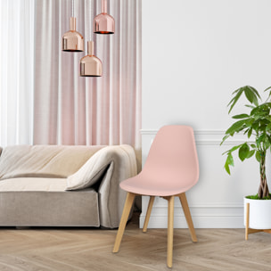 Chaise Scandinave Coque Rose Poudre - Lot De 4