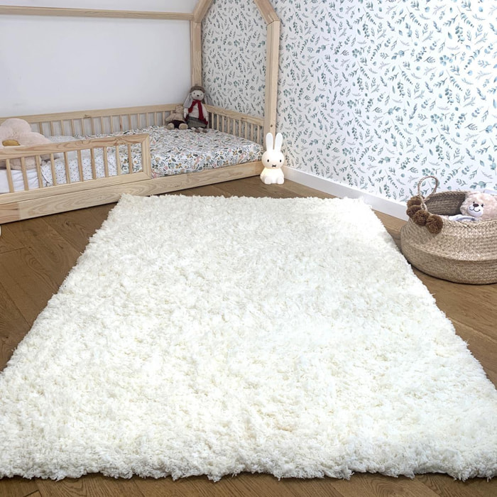 Tapis longs poils shaggy fait à la main motif uni PESI