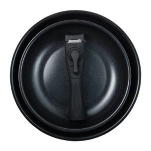 Juego de 2 sartenes ø22ø26cm aluminio prensado 2 colores + mango desmontable