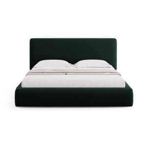 Lit coffre avec tête de lit "Colonel" 200x200cm en velours vert bouteille