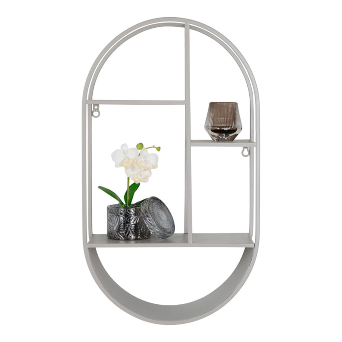 Feira Mensola a muro ovale in acciaio grigio 35x15x60 cm