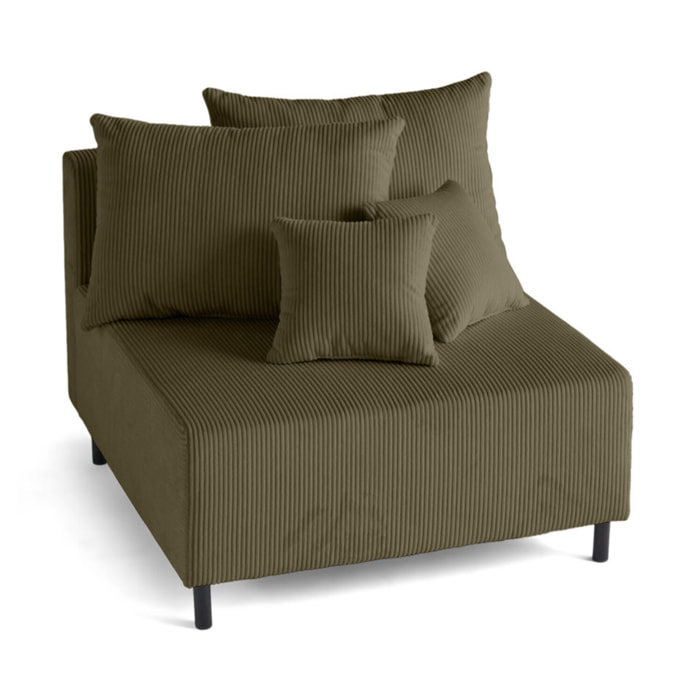Edinburg - module d'assise sans accoudoirs - en velours côtelé - Vert