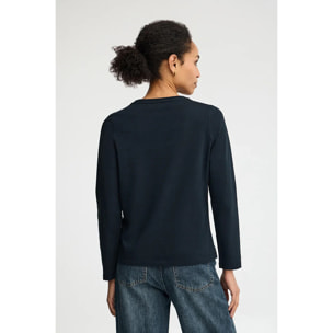 Maglietta blu marino a maniche lunghe a girocollo con ricamo Rigby Go