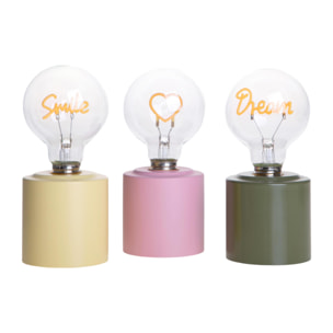 Lampada 8X8Xh.18 Cm C/Scritta Led - Pezzi 3 - Bianchi Dino