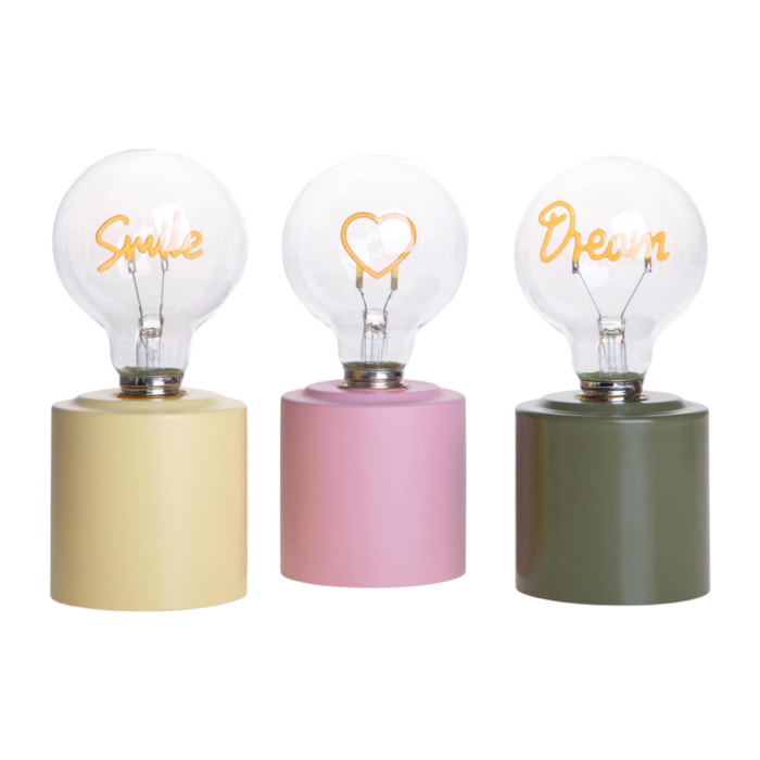 Lampada 8X8Xh.18 Cm C/Scritta Led - Pezzi 3 - Bianchi Dino