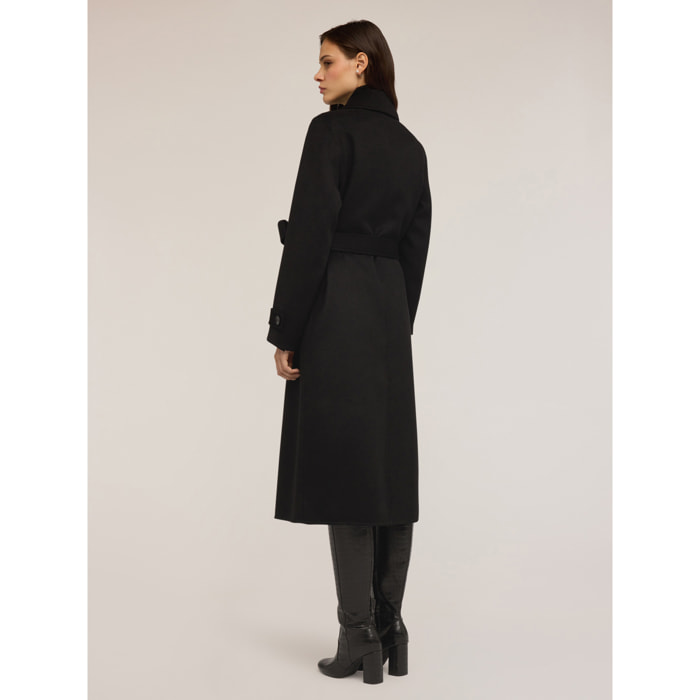 Motivi - Gabardina de paño de lana mixta - Negro