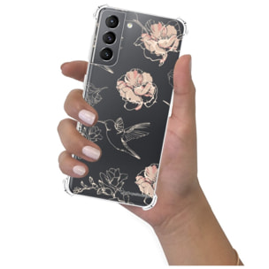 Coque Samsung Galaxy S21 5G Silicone antichocs Solides coins renforcés Protection Housse transparente Fleurs Blanches La Coque Francaise