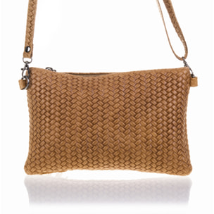 Oleggio Bolso bandolera Mujer.Piel auténtica Gamuza Grabado Espiga