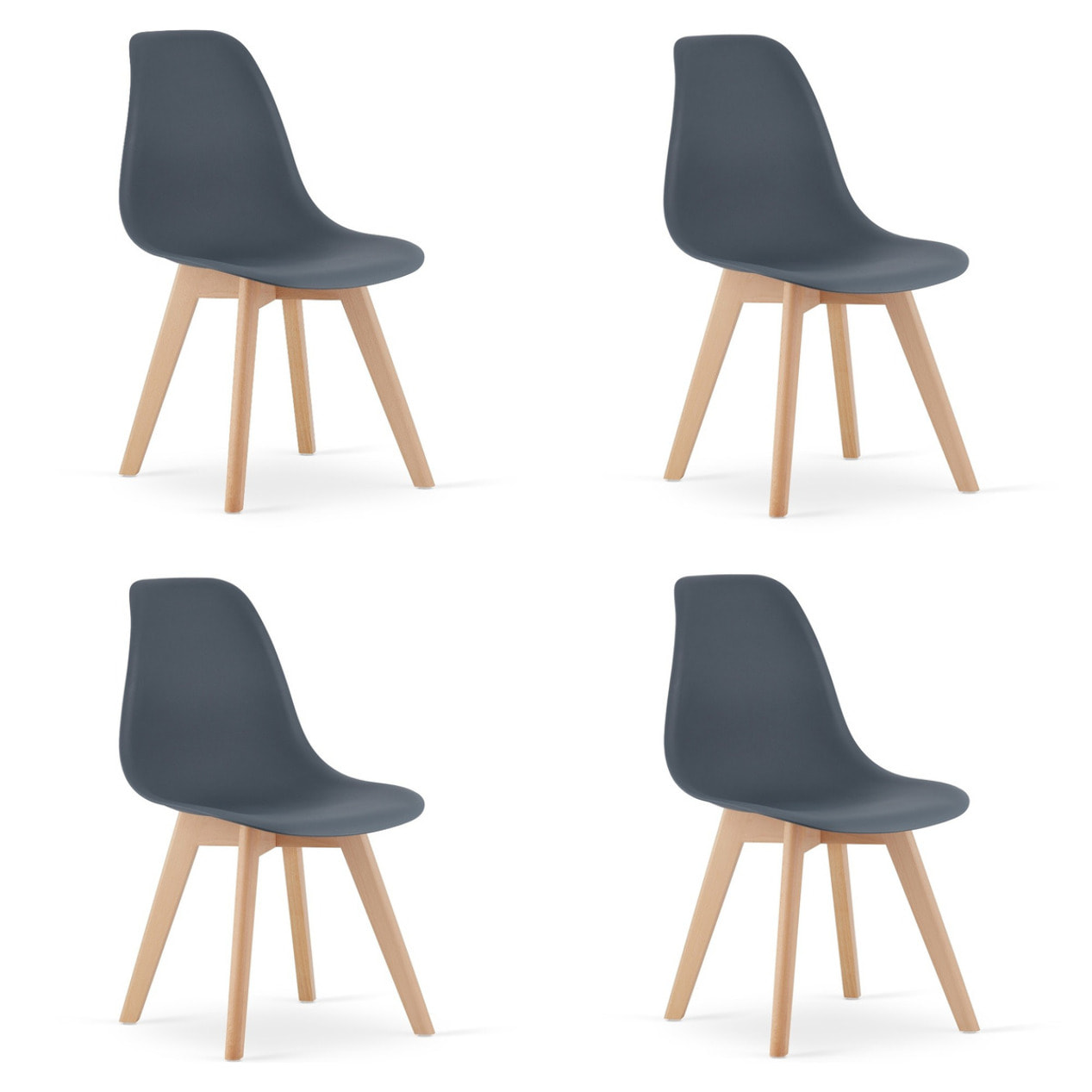 Set di 4 sedie Kito in polipropilene grigio ardesia
