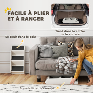 Escalier pour chien pliable - 3 marches antidérapantes - max. 10Kg - PP noir blanc cassé