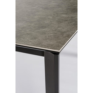 Tavolo BRIVA in acciaio nero e piano in ceramica marrone, allungabile 140×90 cm – 200×90 cm