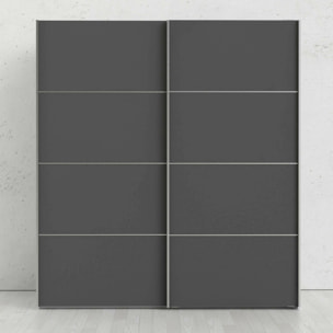 Guardaroba 2 ante Cassano, Mobile camera da letto, Cabina armadio portabiti, Armadio appendiabiti, 182x64 h202 cm, Bianco e Grigio