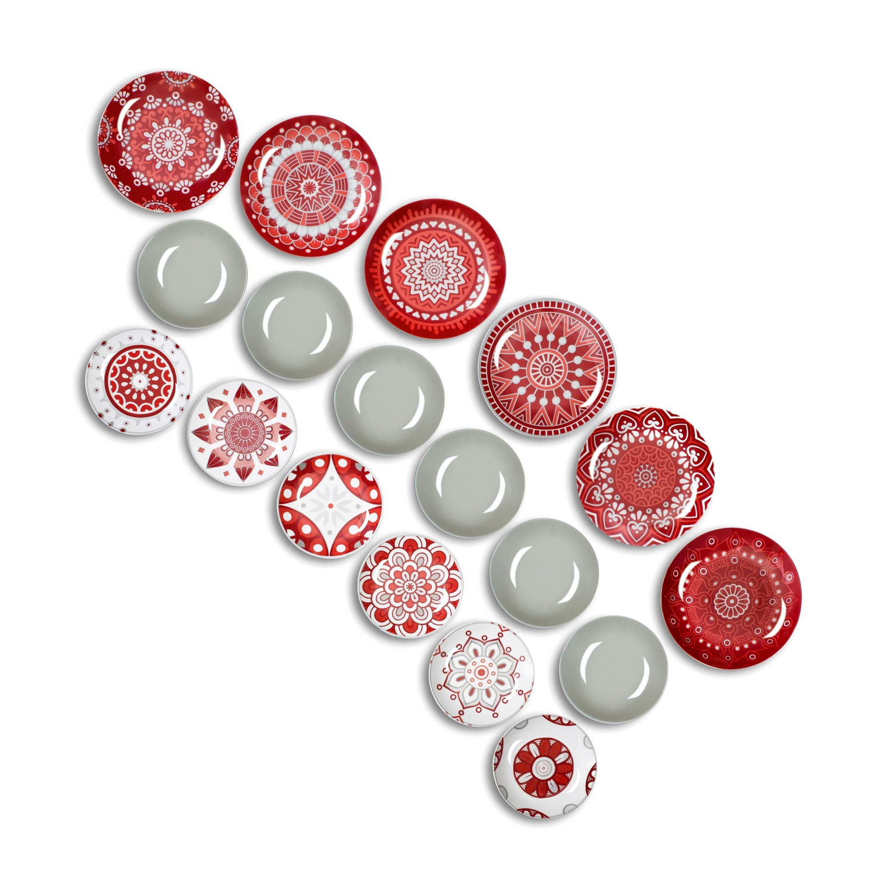 Service de table 18 pièces Excelsa - Mandala Red, porcelaine et grès rouge