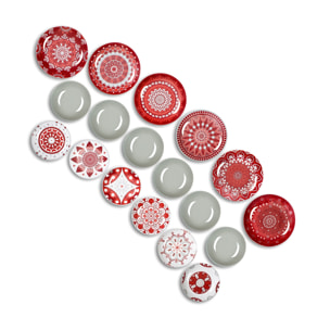 Service de table 18 pièces Excelsa - Mandala Red, porcelaine et grès rouge
