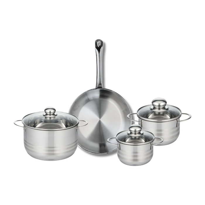 Ensemble de 1 Poêle de cuisson 28 cm et 3 faitouts 14, 16 et 20 cm Elo Profi Brillant