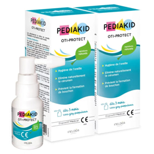 PEDIAKID - Oti-Protect - Spray Auriculaire - Hygiène de l'Oreille - Dès 3 Mois - Aide à Éliminer l'Excès de Cérumen - Prévient la Formation de Bouchons - Dispositif Médical - Lot de 2 Sprays