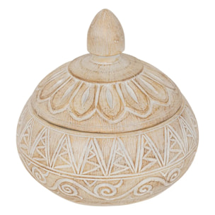 Boîte déco "Oriental" résine beige D15,5x14,5cm