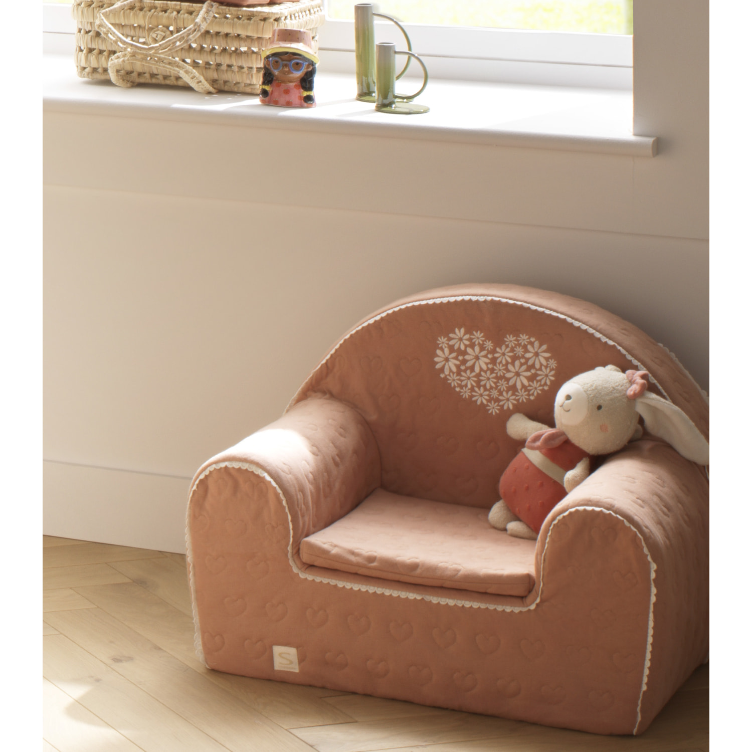 Fauteuil club pour enfant en coton matelassé