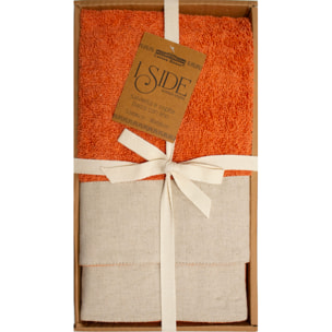 SET VISO E MANI SPUGNA ZUCCA CON BALZA IN LINO