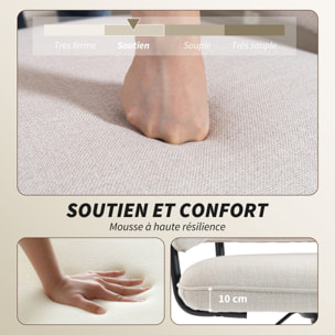 Chaise de bureau design ergonomique réglable dossier enveloppant ajouré métal noir tissu beige