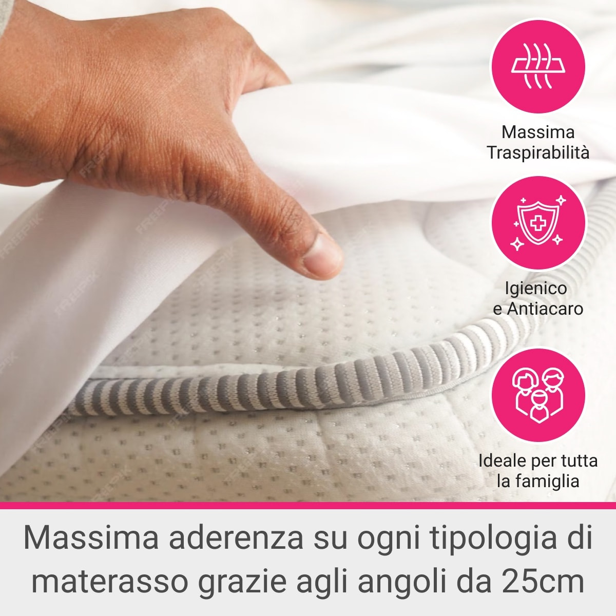 Coprimaterasso fasciato con cerniera IPERSAN Puro Cotone Bianco