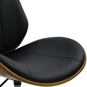 Chaise de bureau pivotante en bois en PU noir - Archie
