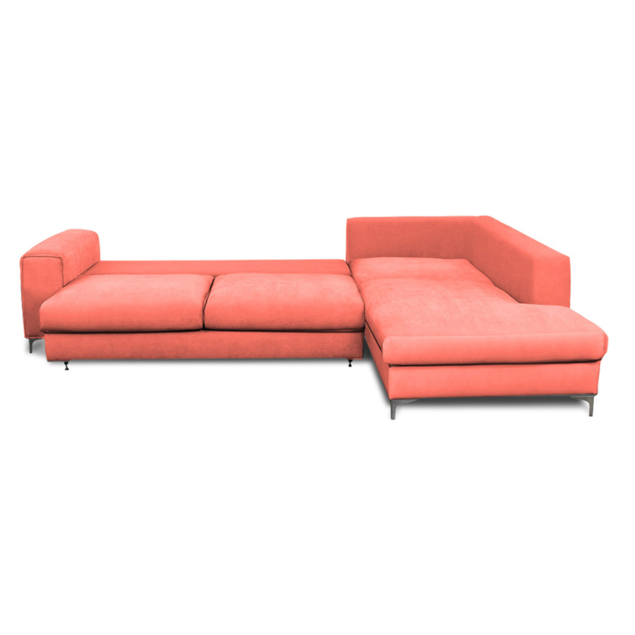 Canapé d'Angle Droit Velours Fiesole, 3 Places, Couchage Intégré, Coffre de Rangement, Housse Déhoussable