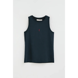 Canotta blu marino slim fit con ricamo Rigby Go