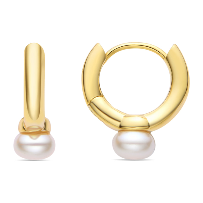 Pendientes de Perla Blanca acabados en oro amarillo de 18K