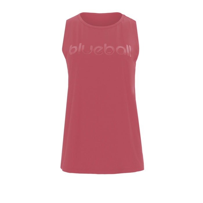 T-SHIRT DA CORSA A MANICHE SOTTILI DA DONNA BLUEBALL ROSA CON LOGO BIANCO