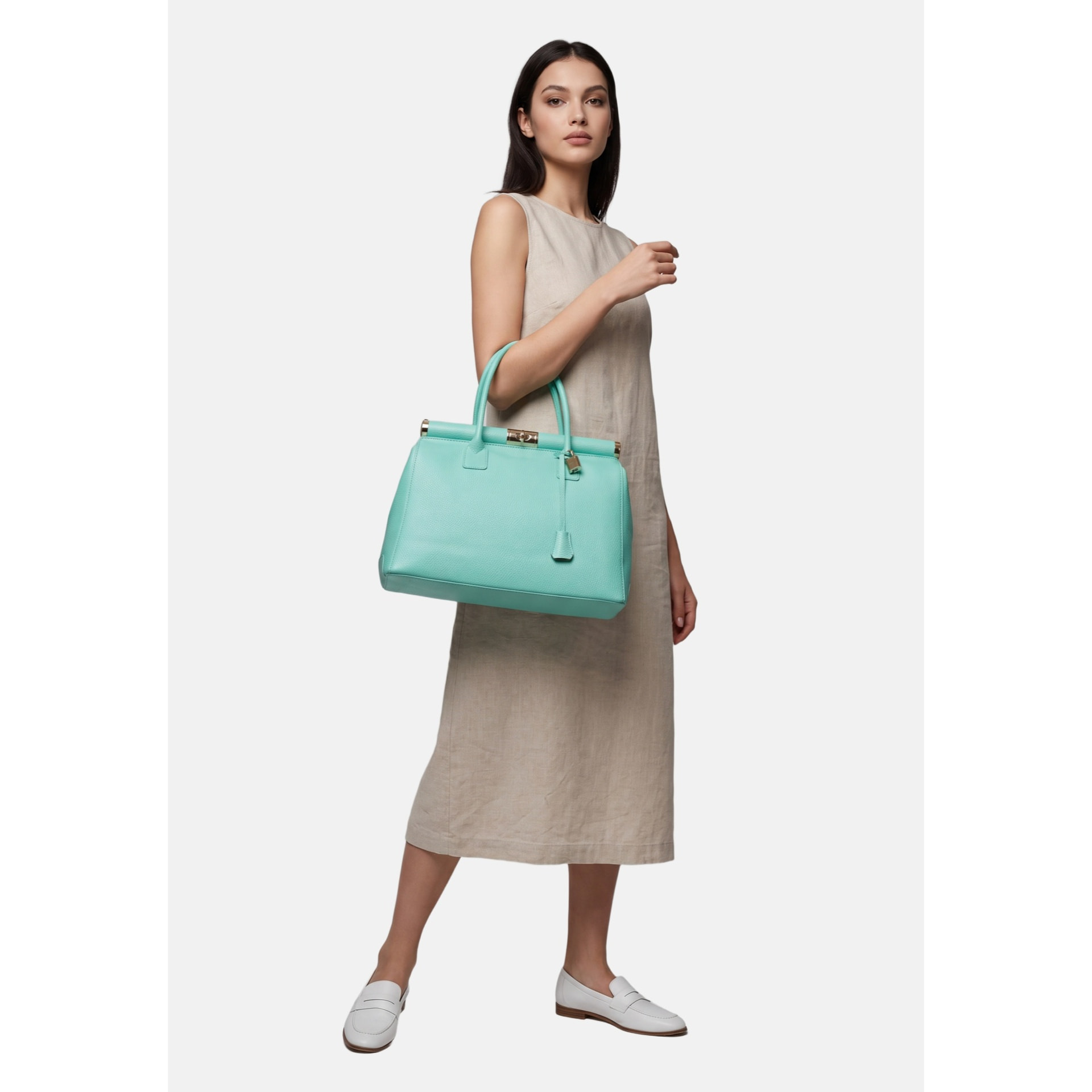 Borsa a mano da donna - Modello Aleria - Vera pelle - 35.0 x 26.0 x 16.0 cm
