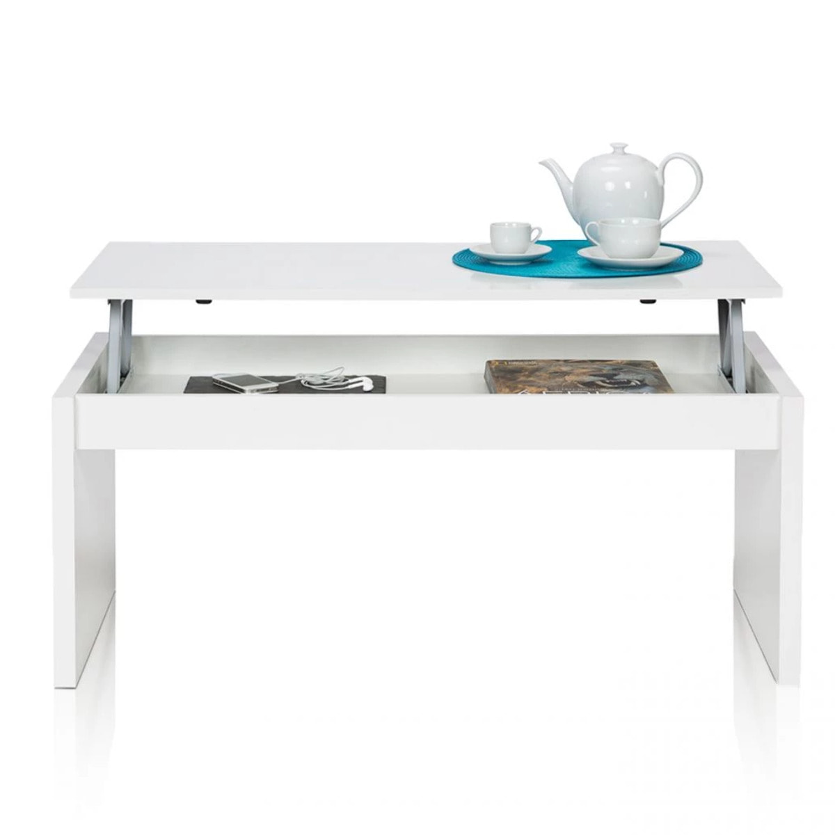 Mesa de centro elevable Evan Blanco Brillo