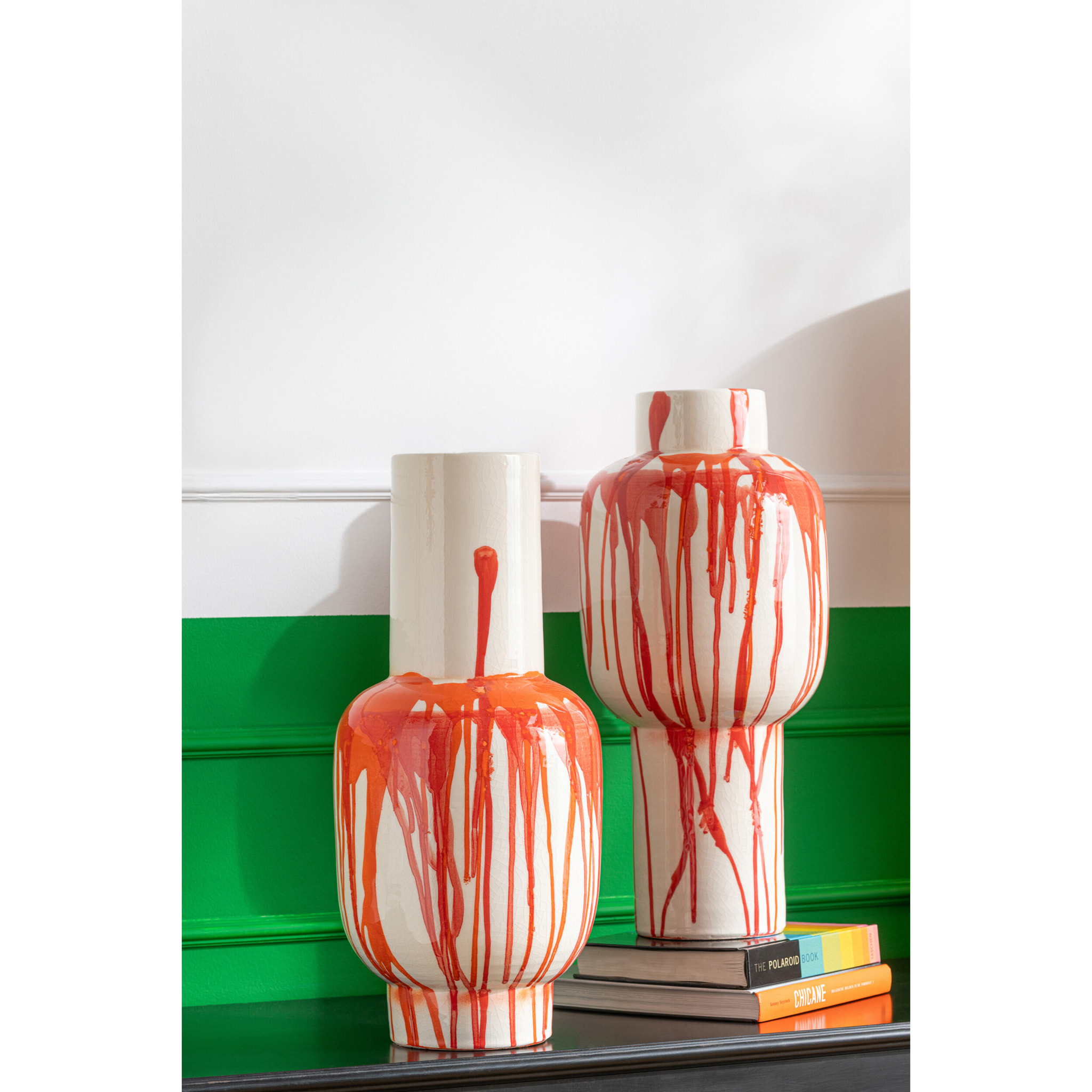 J-Line Vase - céramique - orange/blanc