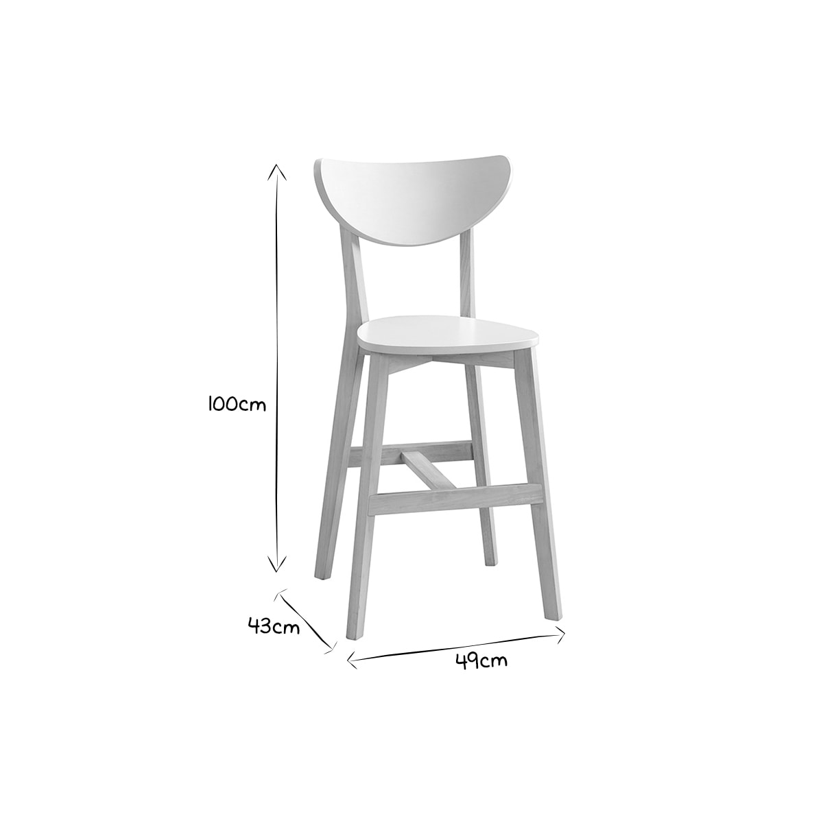 Tabourets de bar scandinaves blanc et bois H65 cm (lot de 2) LEENA