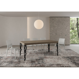 Mesa extensible 90x200/460cm Karamay gris paloma patas antracita