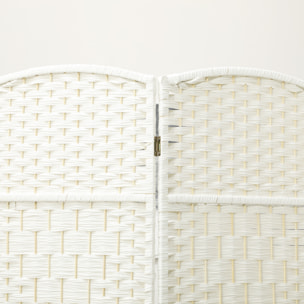 Paravent intérieur en bois 4 panneaux 180 x 180 cm séparateur de pièce pliable bois blanc