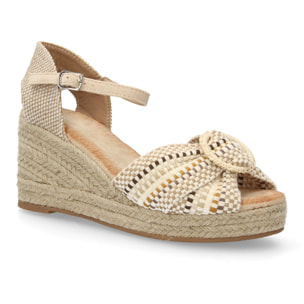 Sandalia cuña esparto lazo mujer