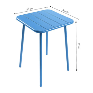 Ensemble table de jardin carrée 50cm et 2 chaises bleu EVORA