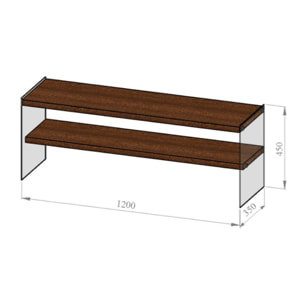 MILLO - Meuble TV contemporain verre et bois 120 cm