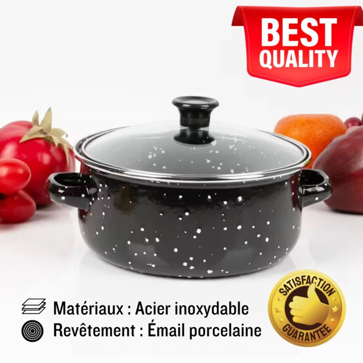 Ensemble 10 pieces marmites et cocottes de cuisine avec couvercle en verre Herzberg HG04128
