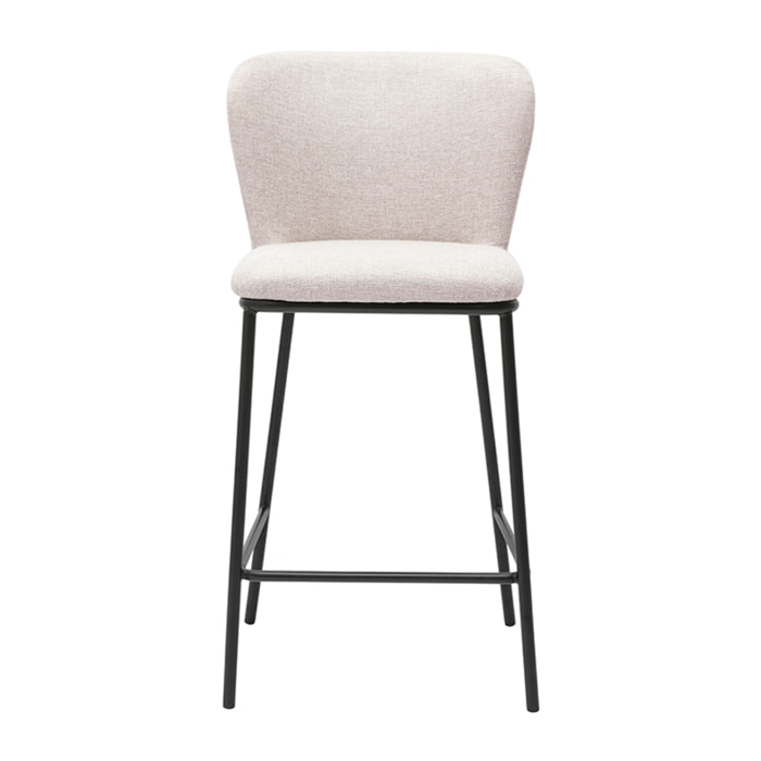 Tabourets en tissu effet velours texturé beige et métal noir (lot de 2) LISOR