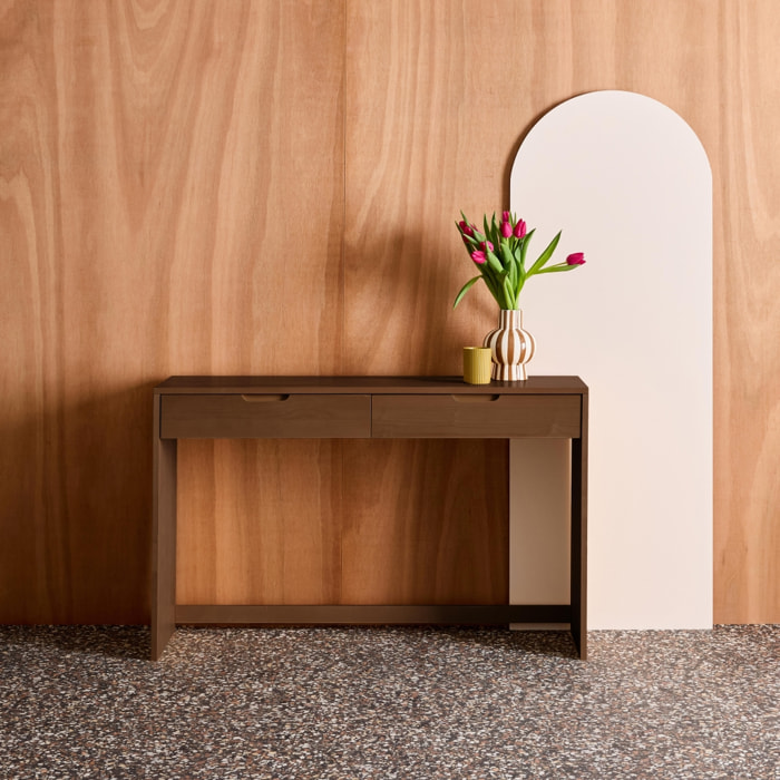 Console décor bois 2 tiroirs 120cm TANIA
